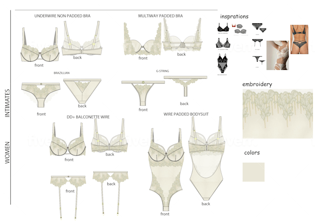 Fashion Design Flat Sketches For Lingerie Tech Pack By Fascin Fiverr